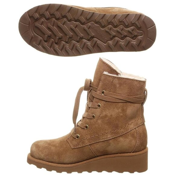BearPaw Krista Hickory Light Lace-Up Wool Lined Suede Winter Boots 5 - Picture 2 of 12
